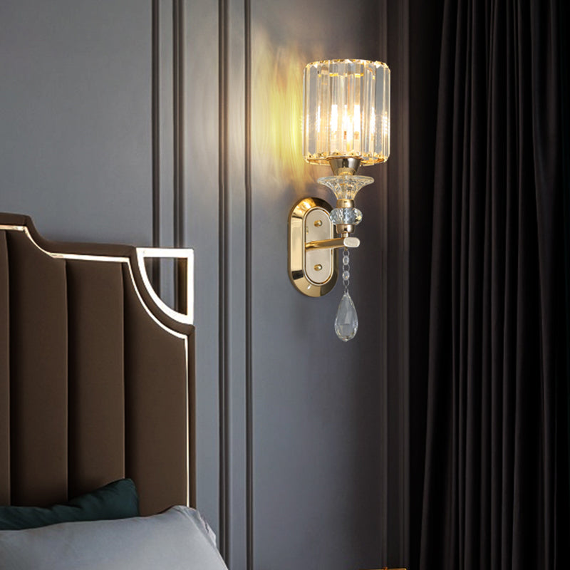 Luz de pared de cristal contemporánea Luz de apliques de 1 luz para dormitorio