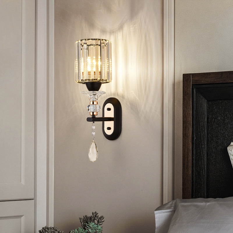 Luz de pared de cristal contemporánea Luz de apliques de 1 luz para dormitorio
