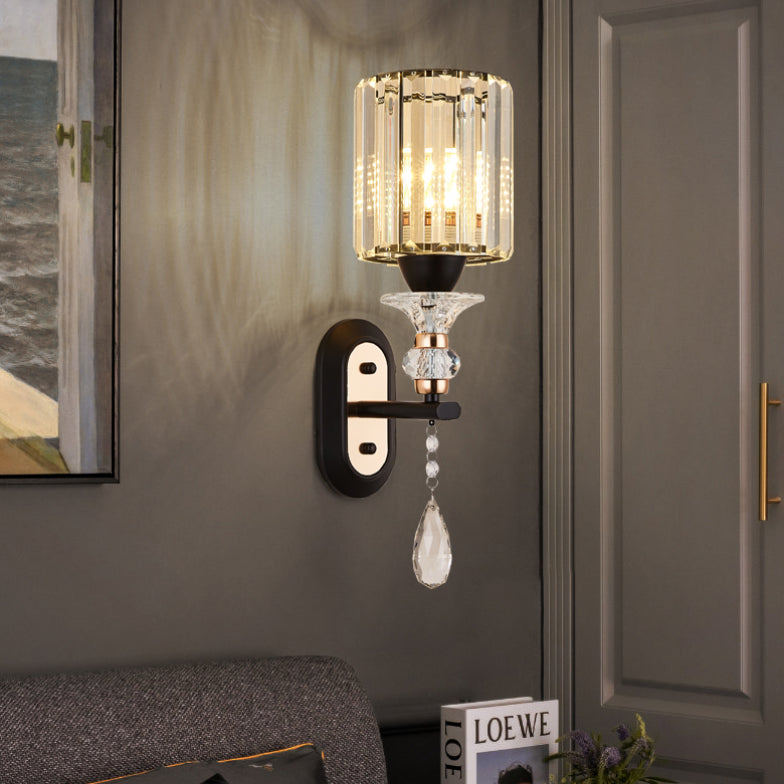 Luz de pared de cristal contemporánea Luz de apliques de 1 luz para dormitorio