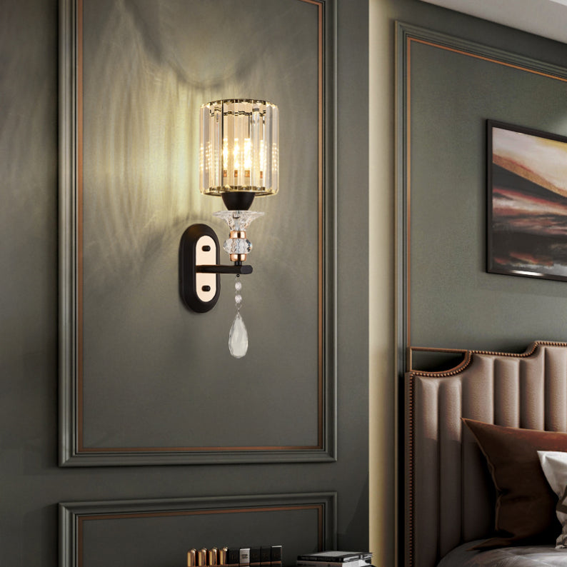 Contemporary Crystal Wall Light Fixture 1-Light Sconce Light for Bedroom