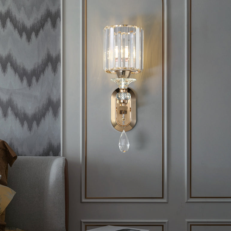 Luz de pared de cristal contemporánea Luz de apliques de 1 luz para dormitorio