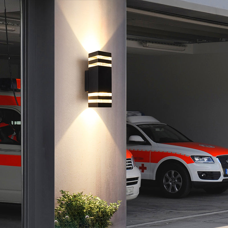 Minimalismo de aluminio Luz de luz de pared Negro al aire libre 1 luz de pared de pared Luz de pared