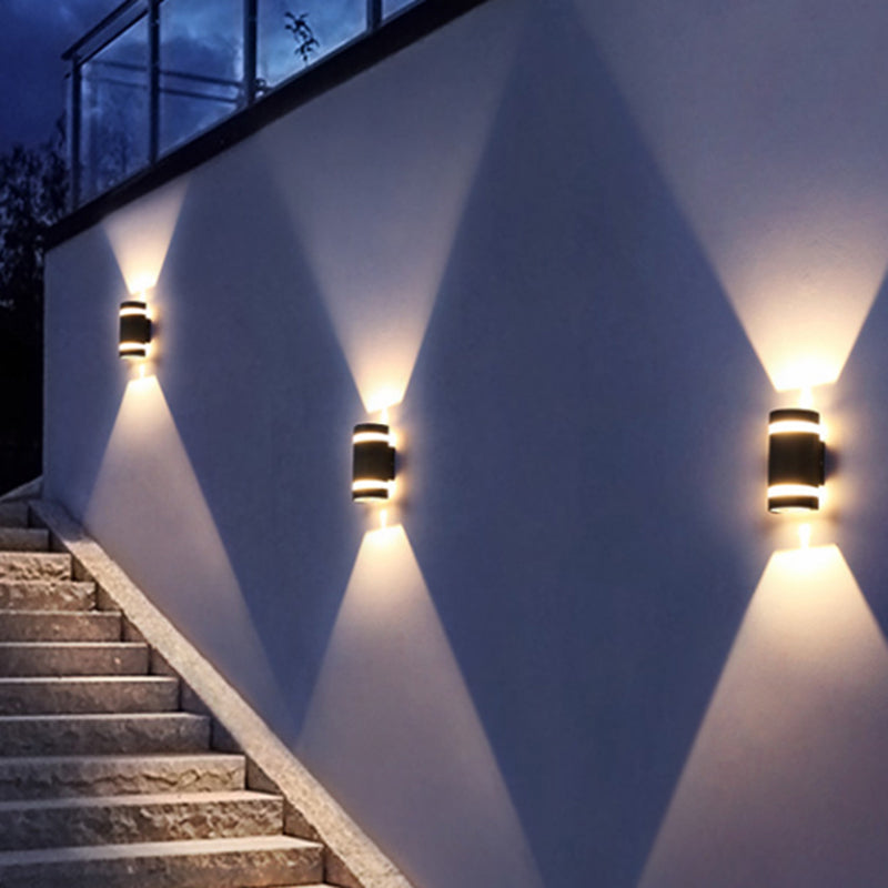 Minimalismo de aluminio Luz de luz de pared Negro al aire libre 1 luz de pared de pared Luz de pared