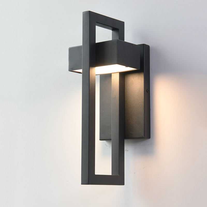 Minimalism Black Wall Light Sconces Metal Outdoor 1-Light Wall Mount Lamp