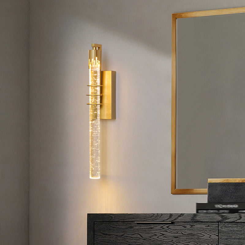 Modern Cylinder Crystal Wall Light Fixture 1-Light LED Sconce Light for Living Room