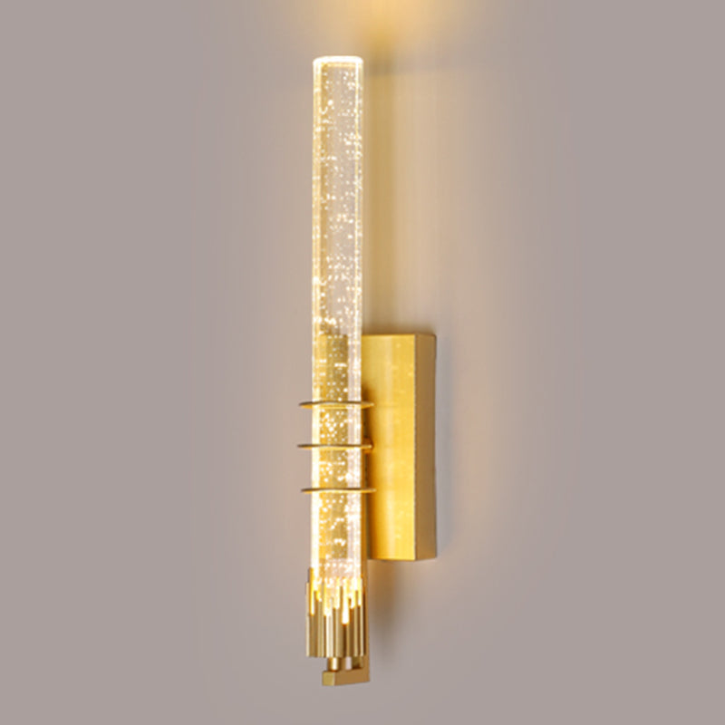Modern Cylinder Crystal Wall Light Fixture 1-Light LED Sconce Light for Living Room