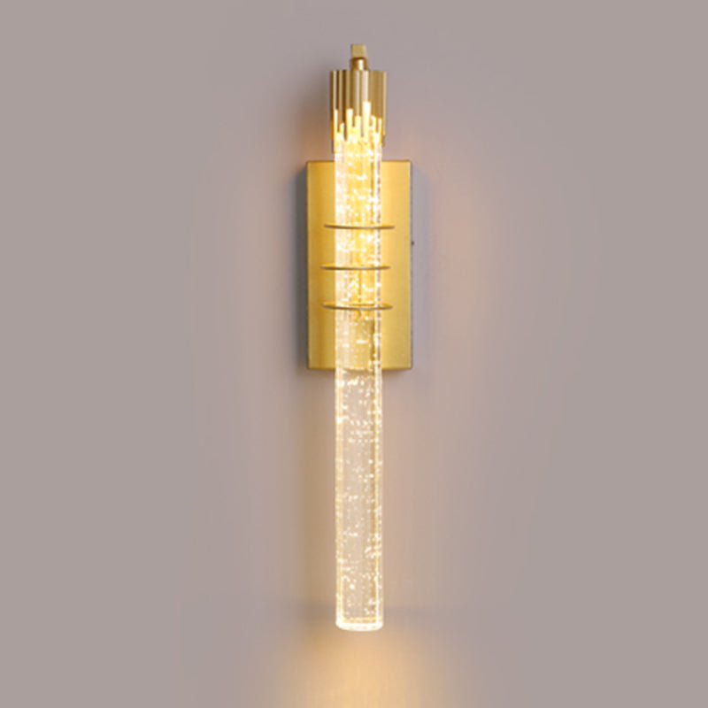 Modern Cylinder Crystal Wall Light Fixture 1-Light LED Sconce Light for Living Room