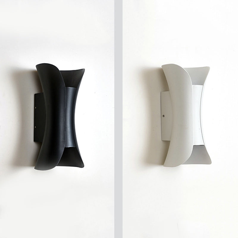 Lámpara de luz de pared curva de aluminio estilo moderno de 2 luces lámpara en blanco y negro