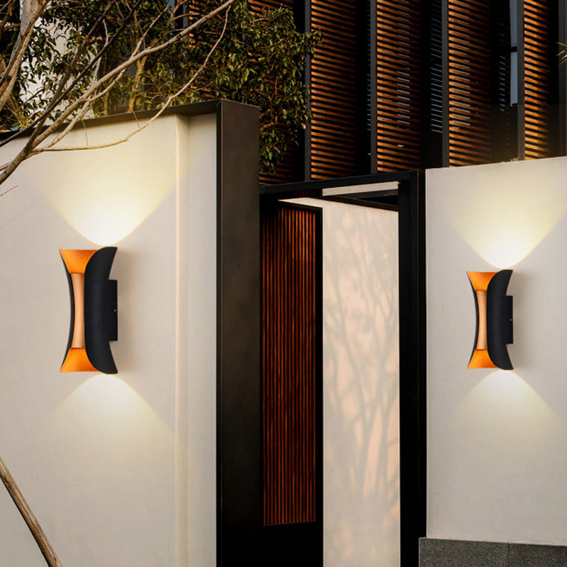 Lámpara de luz de pared curva de aluminio estilo moderno de 2 luces lámpara en blanco y negro