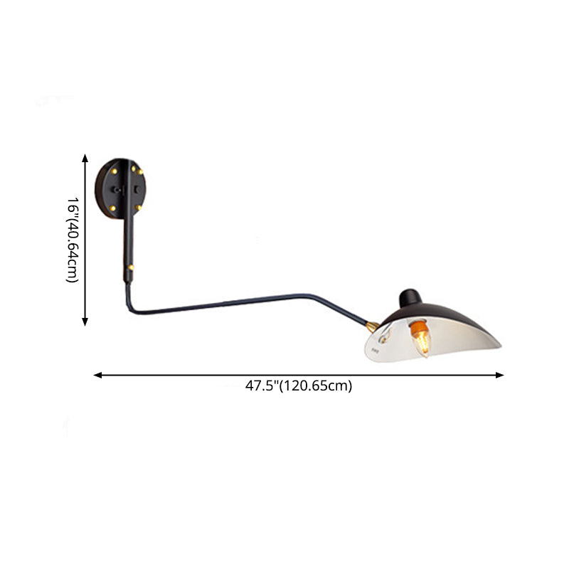 Fispositi di illuminazione in metallo industriale a parete a 1 luci di altalena in nero in nero