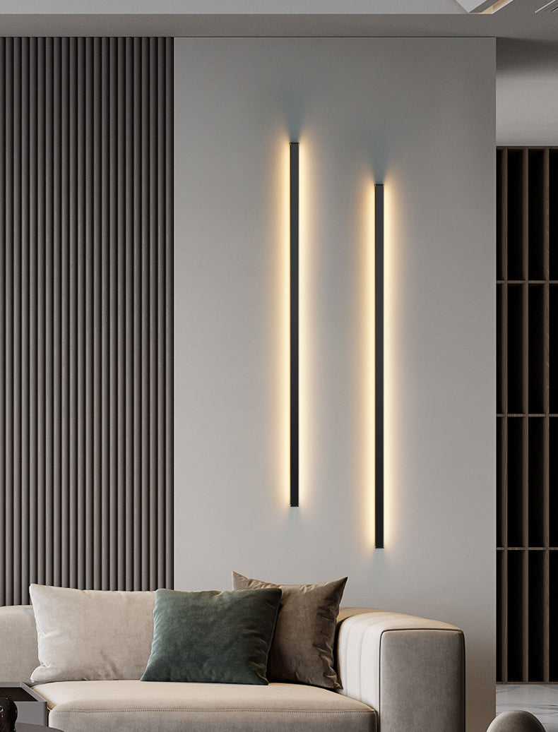 1-Light Linear Shade Wall Sconce Modern Style Metal Wall Lighting in Black