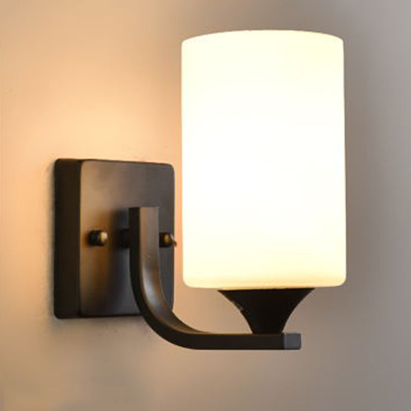 Round Disc Shade Wall Lighting Modern Simple Style Glass 1 Light Sconce Light in Gold