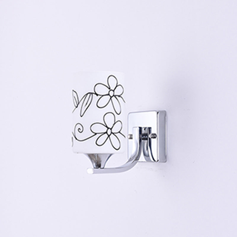 Round Disc Shade Wall Lighting Modern Simple Style Glass 1 Light Sconce Light in Gold