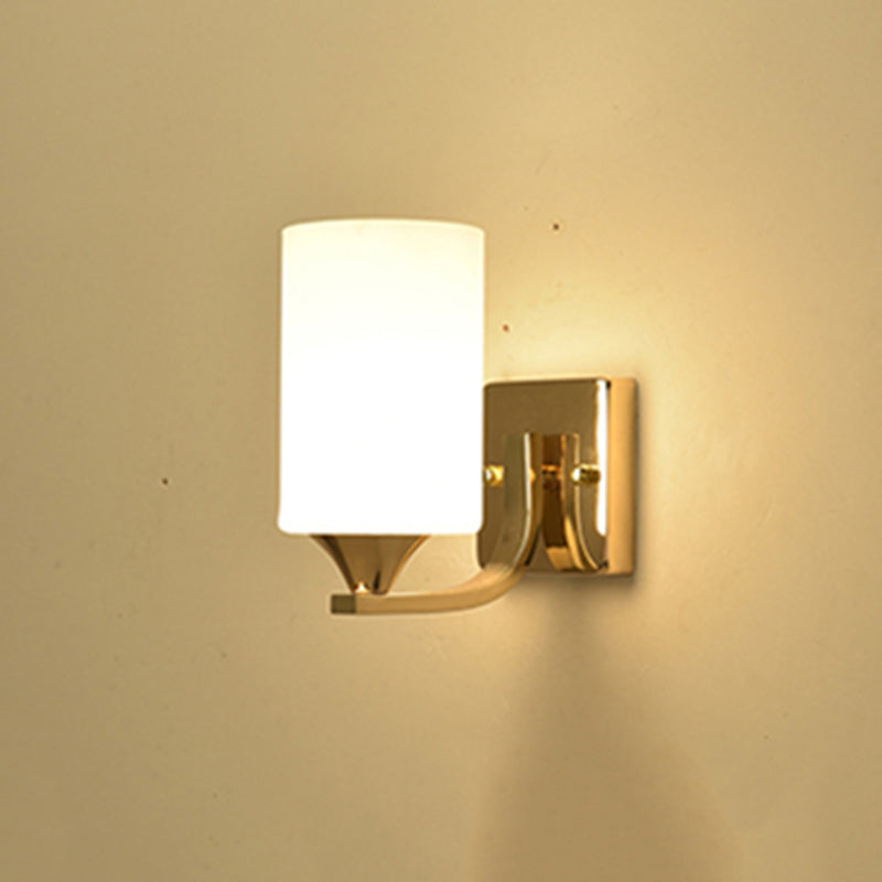 Round Disc Shade Wall Lighting Modern Simple Style Glass 1 Light Sconce Light in Gold