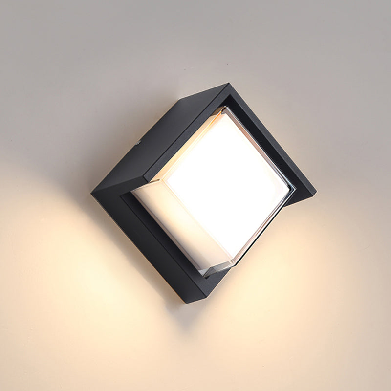 Modern Simple Style Rectangular Shade Wall Sconce Metal 1 Light Sconces in Black Finish