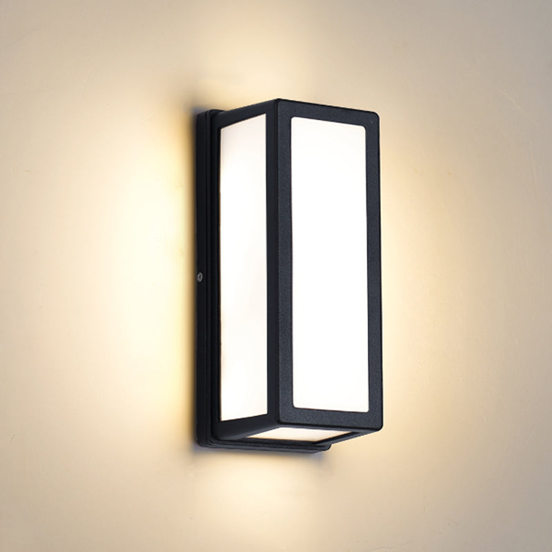 Modern Simple Style Rectangular Shade Wall Sconce Metal 1 Light Sconces in Black Finish