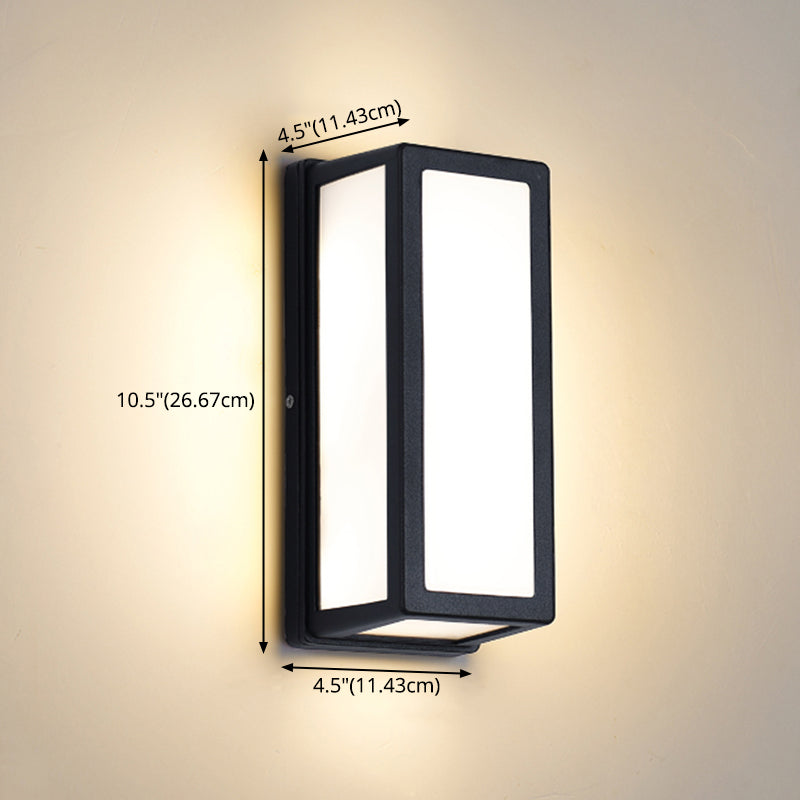 Modern Simple Style Rectangular Shade Wall Sconce Metal 1 Light Sconces in Black Finish