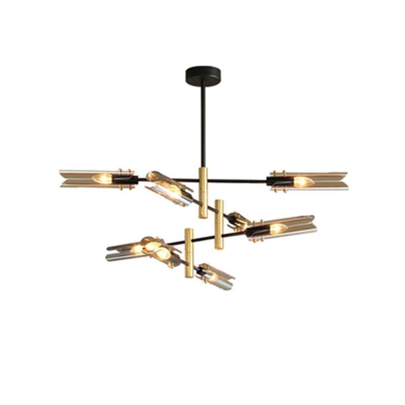 Zwart glas kroonluchter lichten Noordse moderne plafondlamp voor woonkamer voor woonkamer