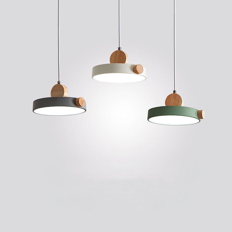 Acrylic Circular LED Hanging Lamp in Modern Concise Style Iron Macaron Pendant Light for Dining Room