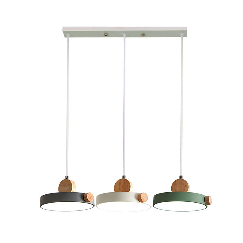 Acrylic Circular LED Hanging Lamp in Modern Concise Style Iron Macaron Pendant Light for Dining Room