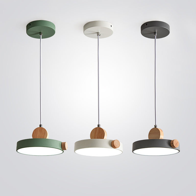 Acrylic Circular LED Hanging Lamp in Modern Concise Style Iron Macaron Pendant Light for Dining Room