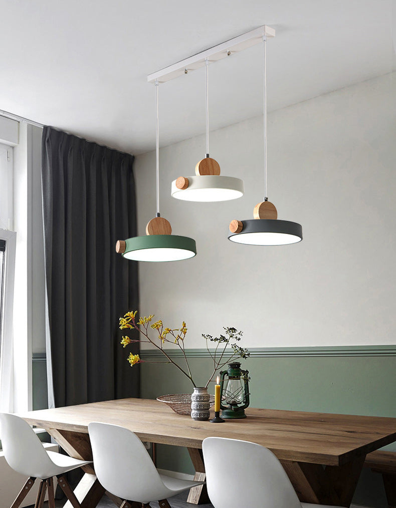 Acrylic Circular LED Hanging Lamp in Modern Concise Style Iron Macaron Pendant Light for Dining Room