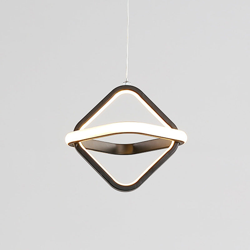 Pendre géométrique à LED noir dans la simplicité moderne Iron Lampe suspendue en fer à 2 légers avec nuance acrylique