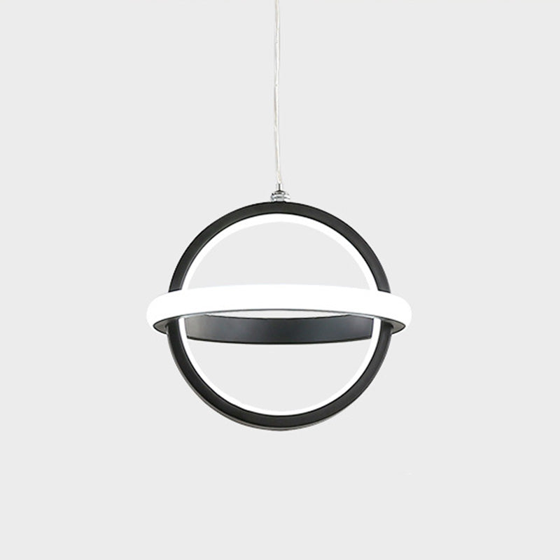 Pendre géométrique à LED noir dans la simplicité moderne Iron Lampe suspendue en fer à 2 légers avec nuance acrylique