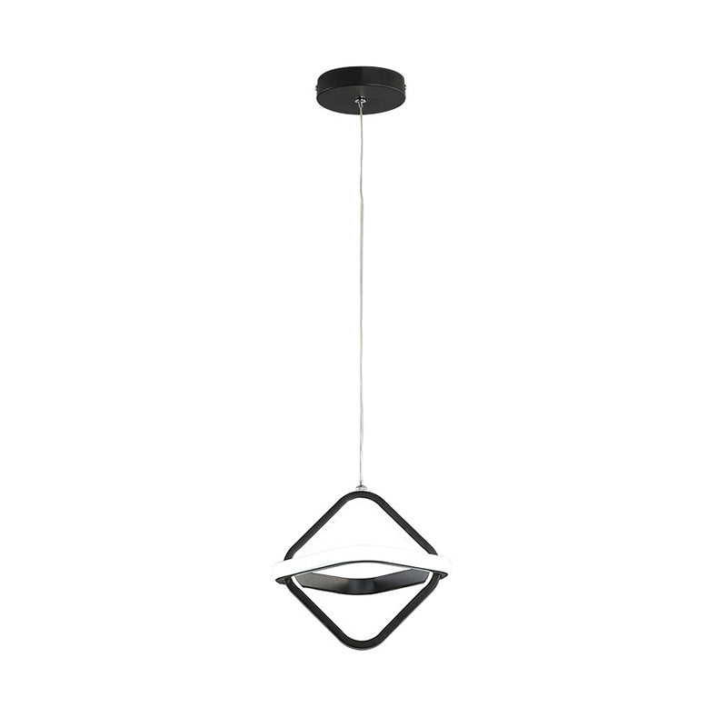 Pendre géométrique à LED noir dans la simplicité moderne Iron Lampe suspendue en fer à 2 légers avec nuance acrylique