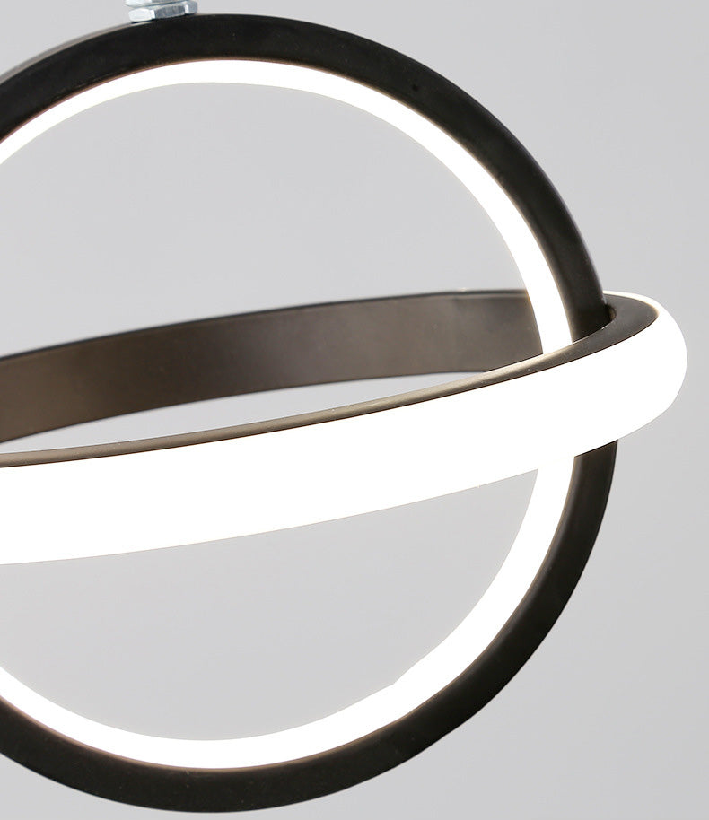 Pendre géométrique à LED noir dans la simplicité moderne Iron Lampe suspendue en fer à 2 légers avec nuance acrylique