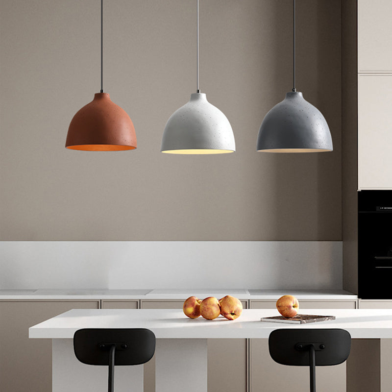 Modern Creative Single Pendant Light Resin Bowl Macaron Hanging Lamp for Dining Room