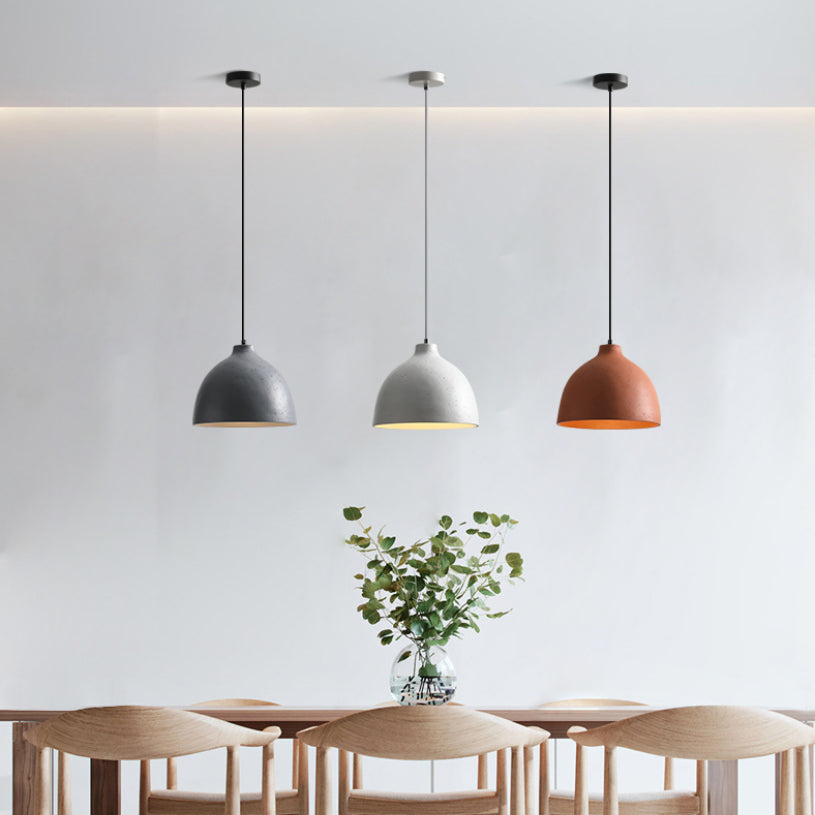 Modern Creative Single Pendant Light Resin Bowl Macaron Hanging Lamp for Dining Room