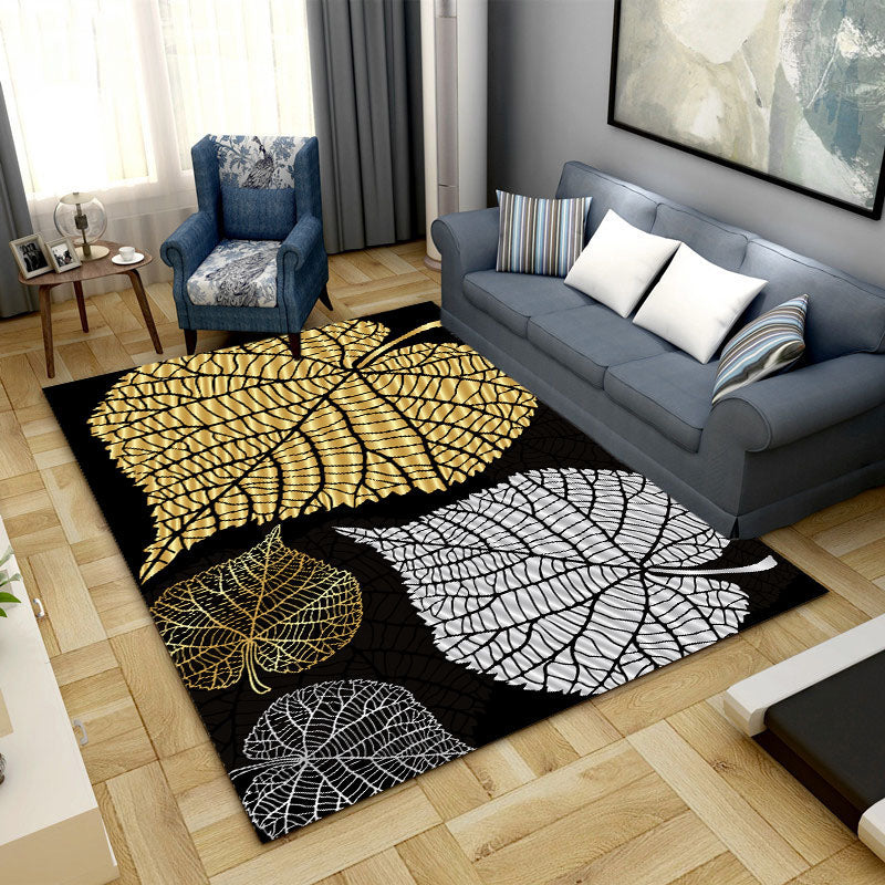 Multicolor Modern Area Carpet Polyester Floral Printing Indoor Rug Easy Care Carpet for Living Room