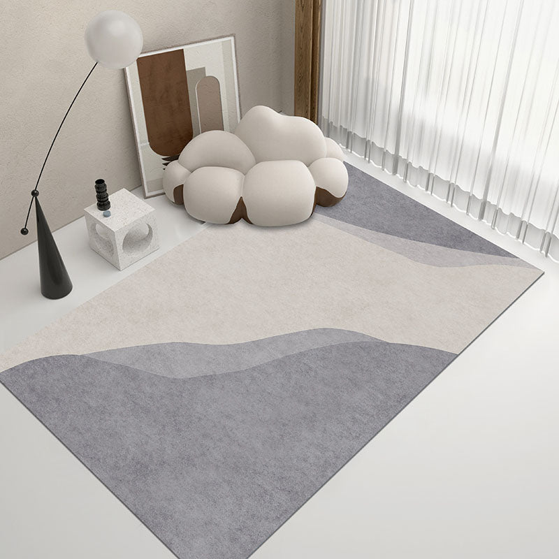 Gray Tone Nordic Area Carpet Polyester Color Blooming Indoor Rug Easy Care Carpet for Living Room