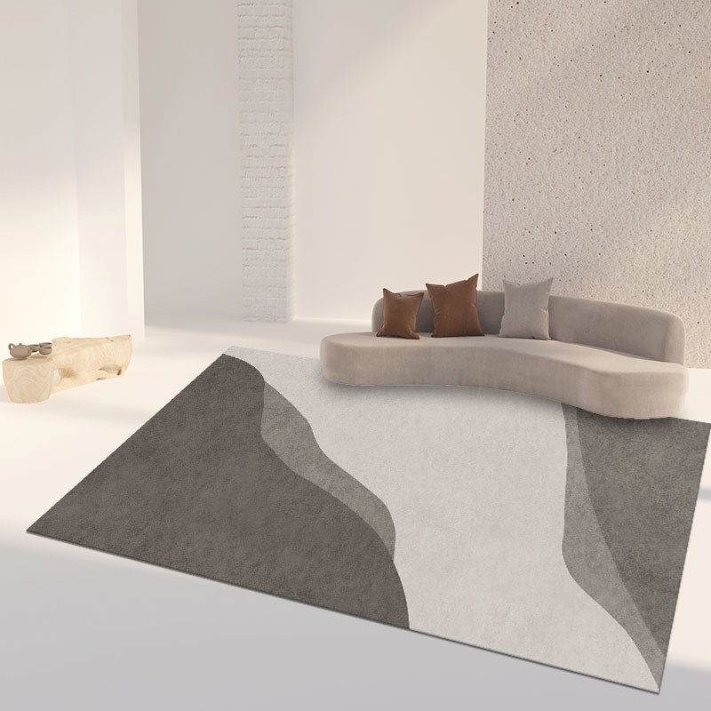 Gray Tone Nordic Area Carpet Polyester Color Blooming Indoor Rug Easy Care Carpet for Living Room