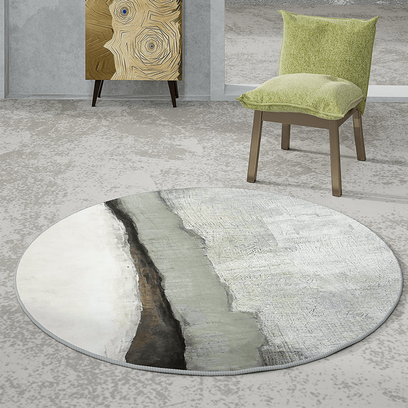 Round Color Mixed Simple Area Carpet Polyester Ink Blooming Indoor Rug Washable Carpet for Bedroom