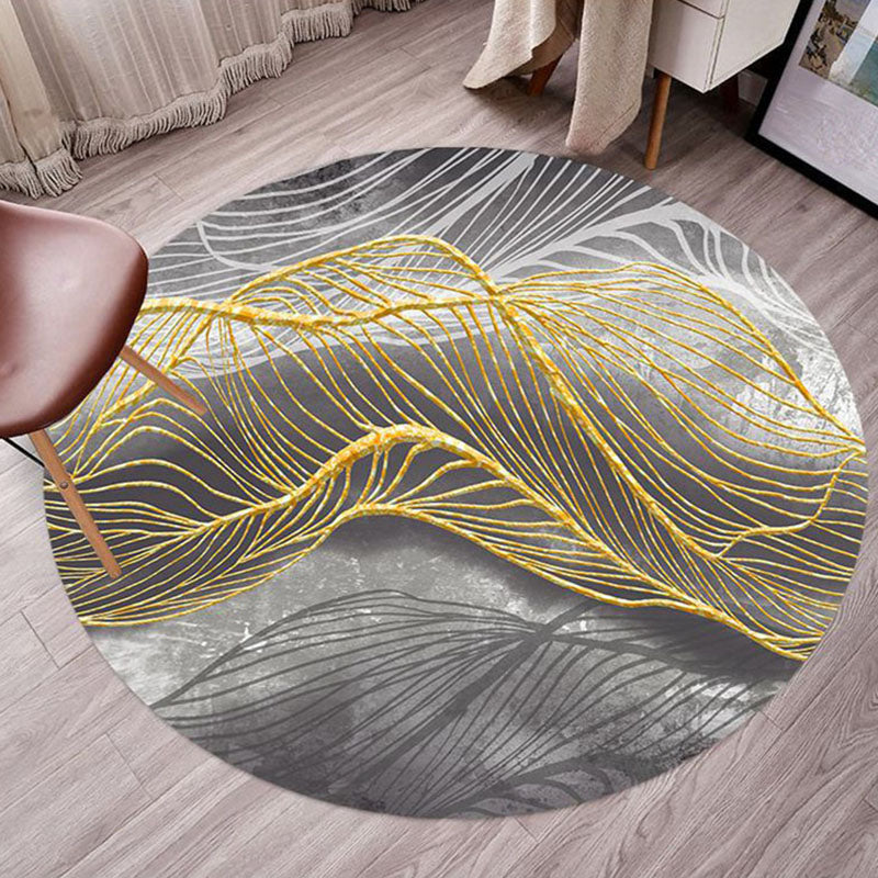 Round Color Mixed Simple Area Carpet Polyester Ink Print Indoor Rug Washable Carpet for Living Room