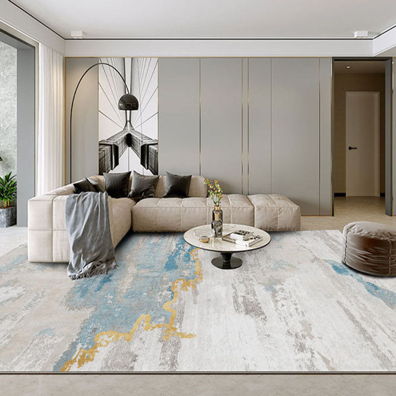 Apricot Tone Luxury Area Rug Polyester Blooming Traces Carpet Easy Care Rug for Home Decoration