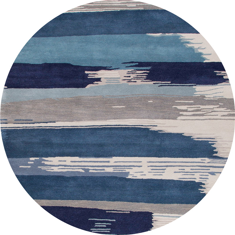 Round Multicolor Simple Area Rug Polyester Blooming Effect Carpet Easy Care Rug for Home Decoration