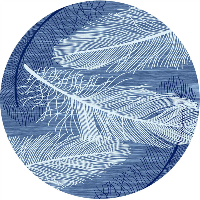Round Multicolor Modern Area Rug Polyester Feather Carpet Anti-Slip Backing Rug for Home Decoration