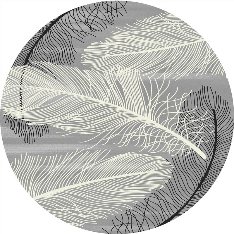 Round Multicolor Modern Area Rug Polyester Feather Carpet Anti-Slip Backing Rug for Home Decoration