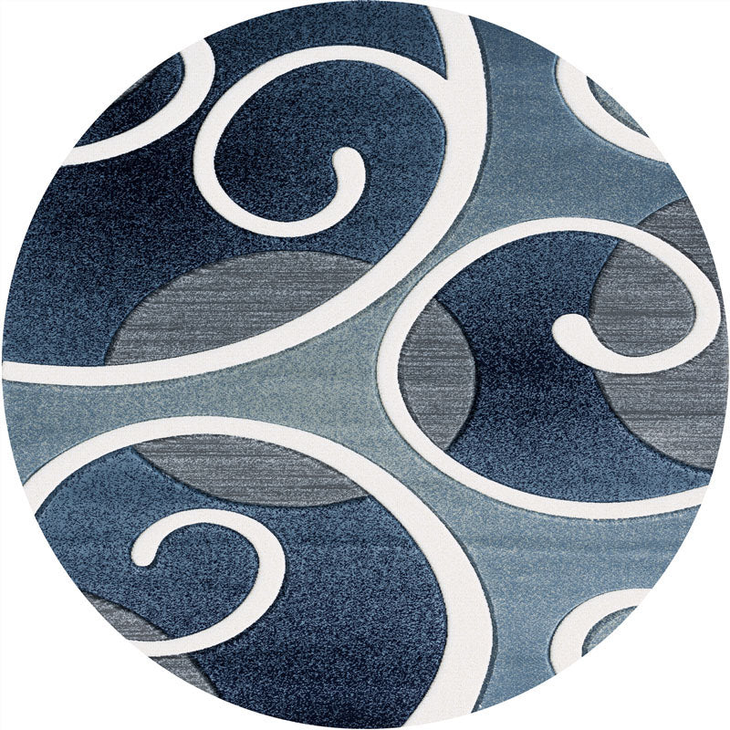 Round Multicolor Modern Area Rug Polyester Feather Carpet Anti-Slip Backing Rug for Home Decoration