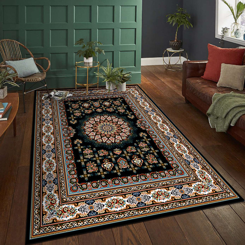 Traditional Persian Area Rug Glam Floral Printed Carpet Stain Resistant Carpet for Home Decor