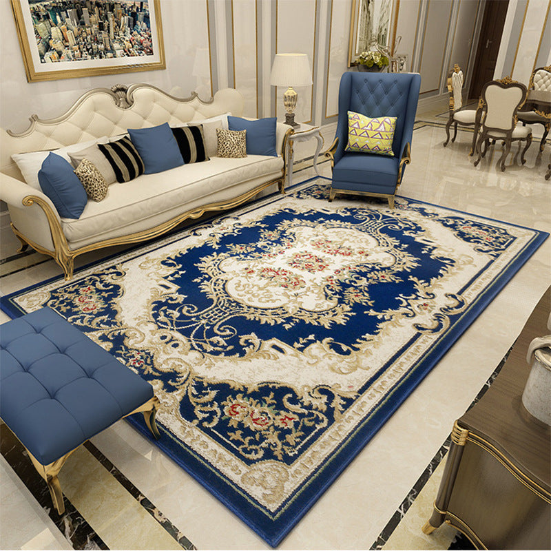 Contemporary Creative Border Rug Marble Surface Print Carpet Non-Slip Backing Carpet for Home Decor