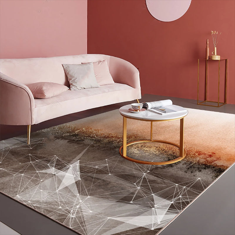 Solid Color Ink Traces Rug Polyester Modern Carpet Non-Slip Backing Area Rug for Home Decoration