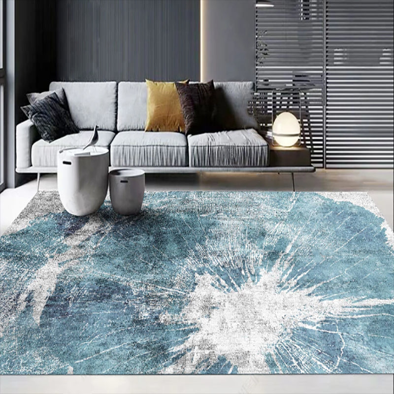 Solid Color Ink Traces Rug Polyester Modern Carpet Non-Slip Backing Area Rug for Home Decoration