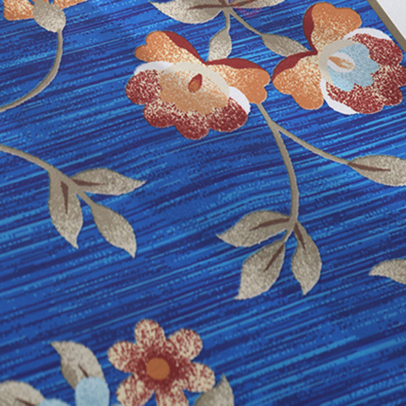 Natural Floral Printed Rug Victorian Polyester Carpet Non-Slip Backing Carpet for Living Room