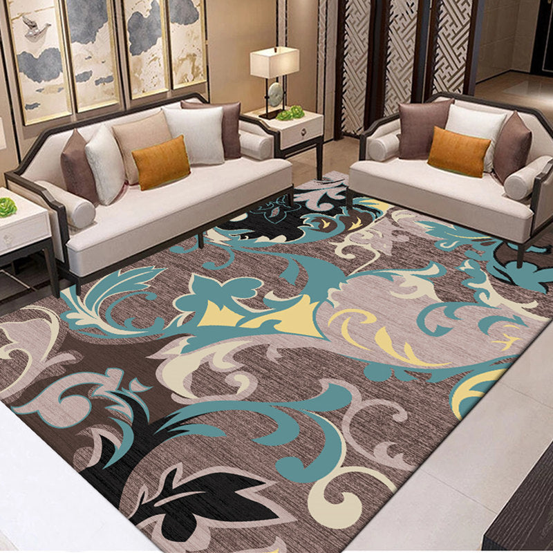 Solid Color Ginkgo Biloba Rug Polyester Simple Carpet Non-Slip Backing Area Rug for Home Decoration