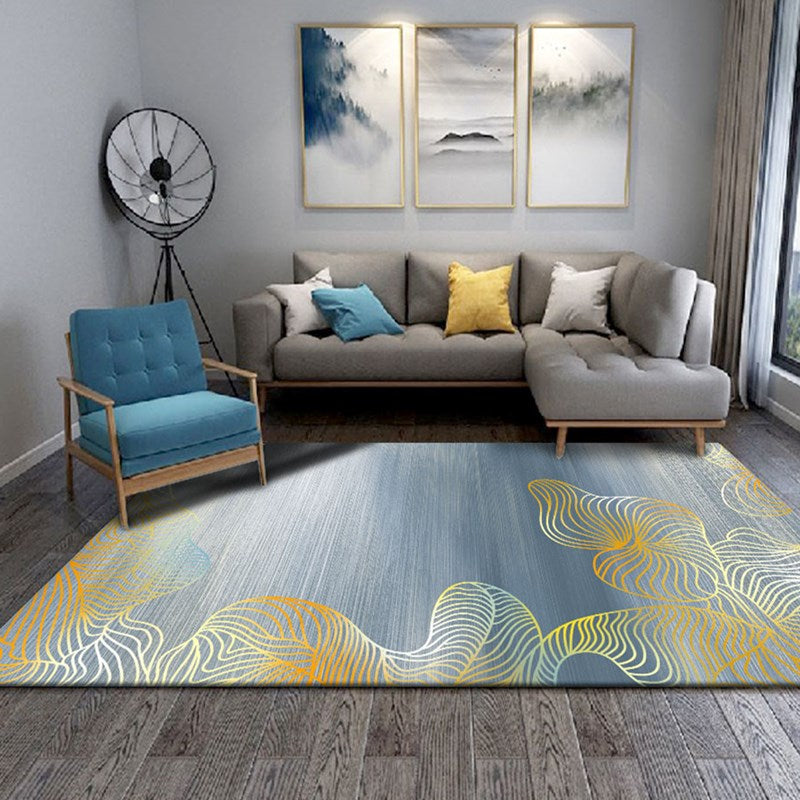Color Mixed Abstract Lines Rug Polyester Bold Carpet Non-Slip Backing Indoor Rug for Home Decoration