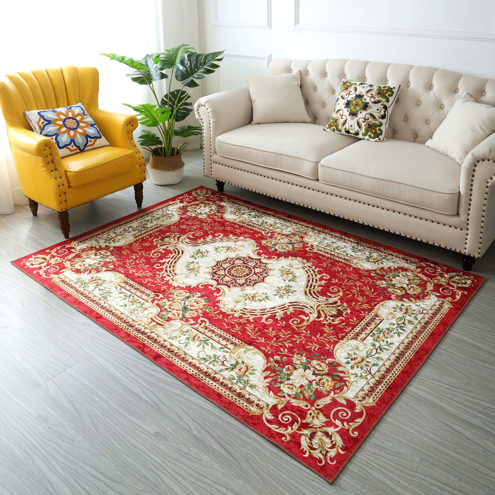 Glam European Style Rug Marble Surface Polyester Rug Non-Slip Backing Area Carpet for Home Decor